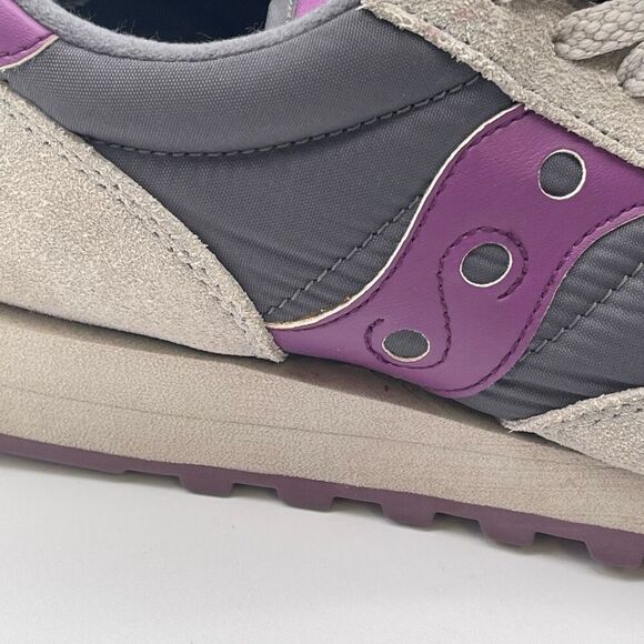 SAUCONY Jazz Original Women’s Sneakers Gray Purple Suede Size 8 Tennis Shoes - Picture 13 of 15